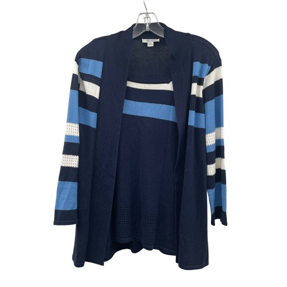 The TOG Shop Womens Striped Cardigan Set Lightweight Navy/Multi Size Large - Picture 1 of 8